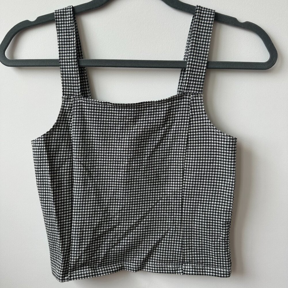 American Eagle Women's Gingham Print Cropped Tank Top